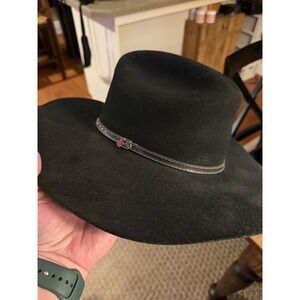Justin Boots Cowboy Hat Mens 7 1/4 Black 2X Black Hills Wool Felt Western